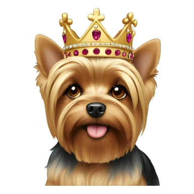 Yorkie wearing a crown sticker