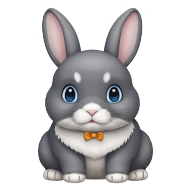 netherland dwarf bunny with slightly dark gray fur with white fur on the full underside, toes, and chin, and blue eyes sticker