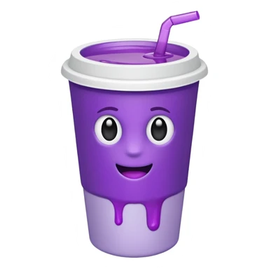 ios styrofoam cup with purple liquid inside no straw sticker