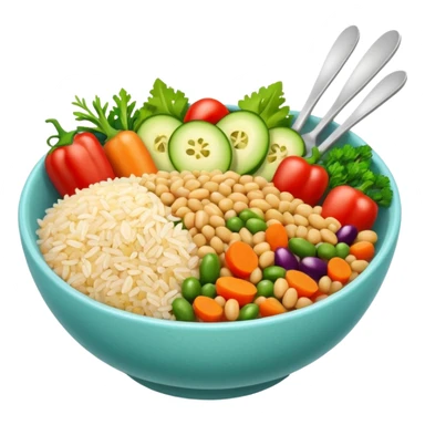 Quinoa Bean glass bowl with rice and vegtables sticker