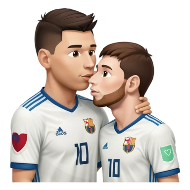 Ronaldo and Messi soccer players kissing sticker