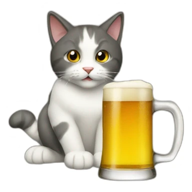 Cat-drinl-beer sticker