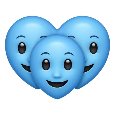 black smiling face with three blue hearts sticker
