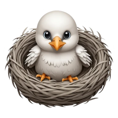 white baby crow in nest sticker