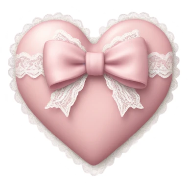 rococo Pastel pink heart with white bow with lace and frills  sticker