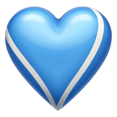 Glossy blue heart with athletic stripes going down the side sticker