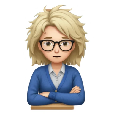 exhausted teacher in a bustling classroom sticker