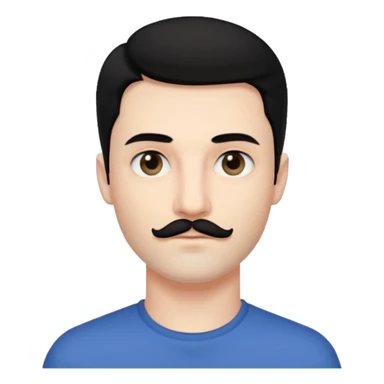 pretty handsome bratz man, with black hair and Little mustache  with black black black  eyes,  short dar, pale skin, defined jawlines sticker