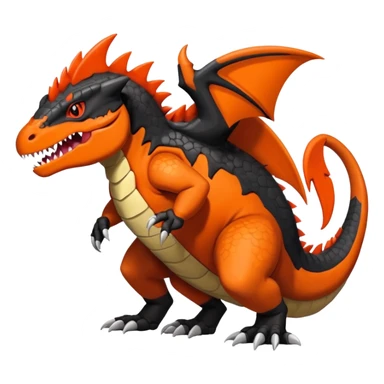 Black Salandit-Tyrunt-Tyrantrum-Fakémon-creature-hybrid with orange belly (full body) sticker