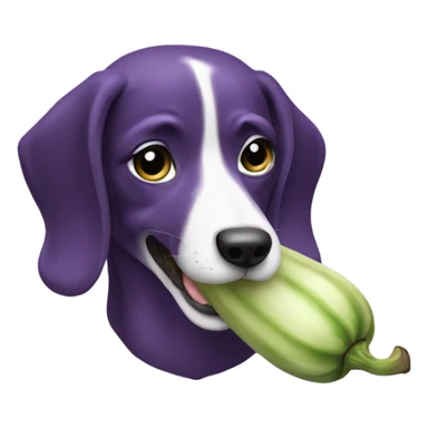 Dog eating an eggplant sticker