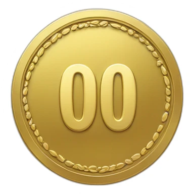 gold super curved coin with large "0" label in center and laurel sticker