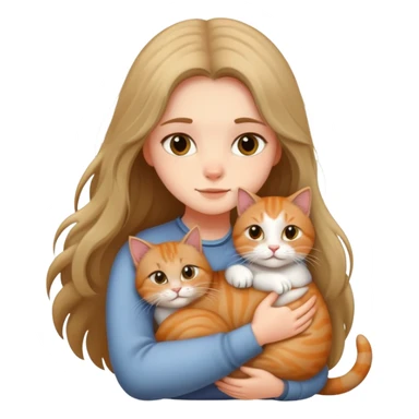 A long-haired girl hugs a British   cat tightly sticker