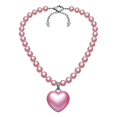 large bright pink pearl necklace with small heart in middle sticker