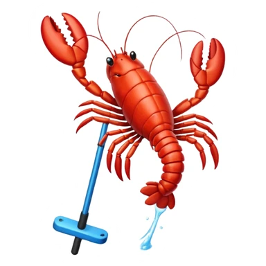 Lobster very happy jumping on pogo stick sticker