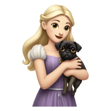 white girl elf with dog pug sticker