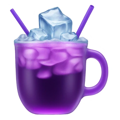 purple drink in a double styrofome cup with ice in the drink sticker