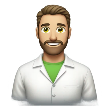 handsome optimist oval head brunette man and beard green eyes wearing white button down shirt  sticker
