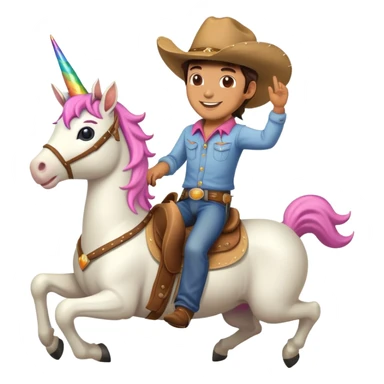 Cowboy riding on a unicorn  sticker