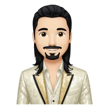 Kevin Richardson from Backstreet Boys with long black hair, ivory sequin outfit sticker