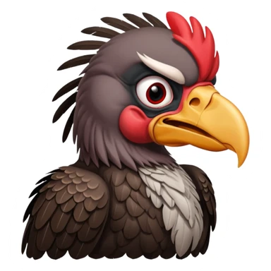   Old black and red angry  vulture looking ahead sticker