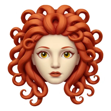 statue head medusa red hair clay sticker