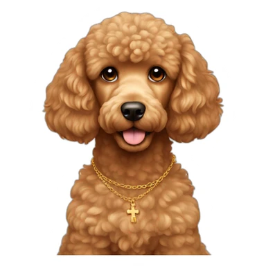 Light Brown golden poodle with cross necklace sticker