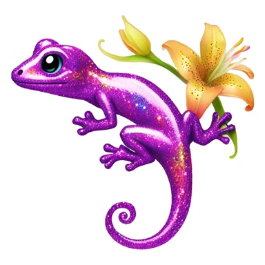 Lisa frank glitter gecko with a lily sticker