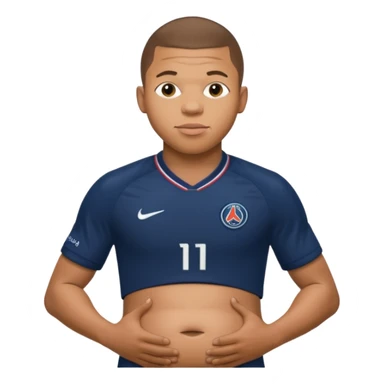 Mbappe's huge belly is bursting at the seams when it comes to PSG's kit sticker