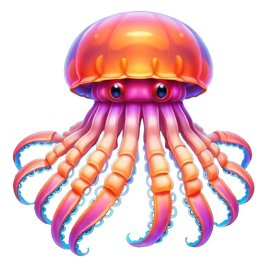 Neon glowing jellyfish-crab-squi sticker