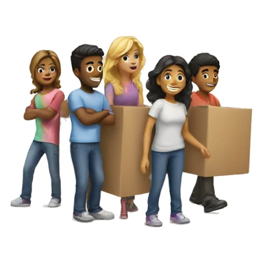 a group of friends helps with the move sticker