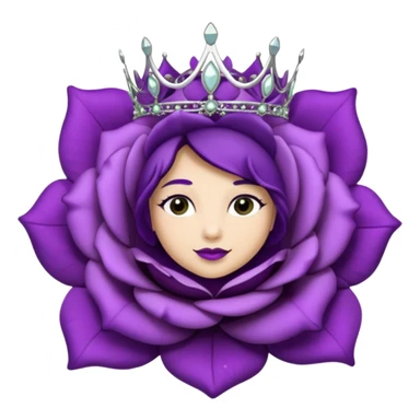 Purple rose flower, silver circle plaque with silver tiara sticker