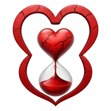 heart with a dark hourglass and grunge texture sticker
