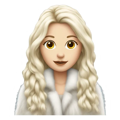 Beautiful white girl long hair fur-coat sticker