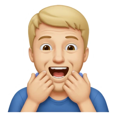 Guy have Both hands on his neck chocking himself laughing sticker