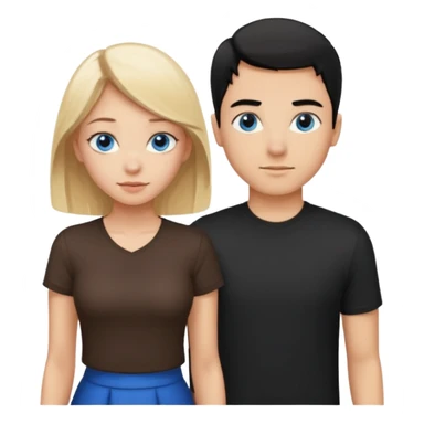 Pretty blonde girl with blue eyes bent over and guy with black hair and brown eyes standing behind her sexually  sticker
