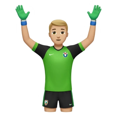 soccer goalkeeper green shirt, shorts, socks, football boots arms up sticker