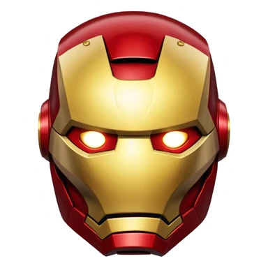 Iron Man helmet face, red and gold metal mask with glowing eyes sticker