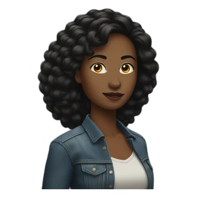 Woman hair black-power sticker