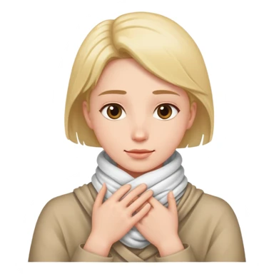 Person using hands wrapped around there neck sticker