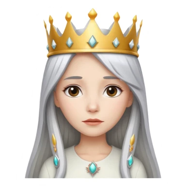 White silver straingt Long Haired Women, Queen with crown — soft expression sticker