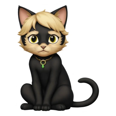 Chat noir peinture mignon assise peinture sticker