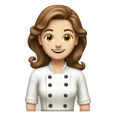 happy white girl- brown hair- cooking cake  sticker