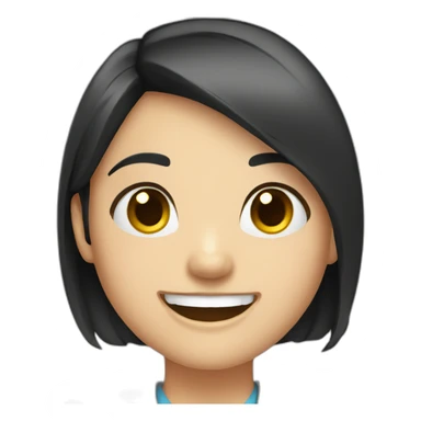 Dentist-girl-eyesmile-black middle straight hair-bracket teeth sticker