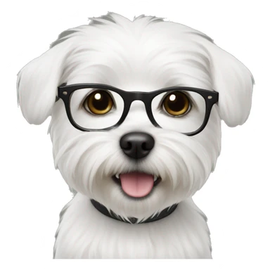 Small white dog with round black rimmed glasses sticker