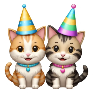 2 happy cats wearing party hats sticker