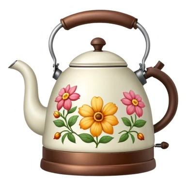 Vintage kettle with flower design sticker
