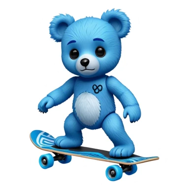 3D, adorable little Pixar style blue neon punk teddy bear on a skateboard, ultra detailed, each lash, eye, and strand of fur is shown in stunning detail as though captured in a timeless photograph, rich textures, visually rich, so lifelike it feels like it could leap off the page at any momen sticker
