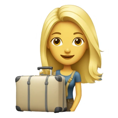 blonde woman with luggage sticker