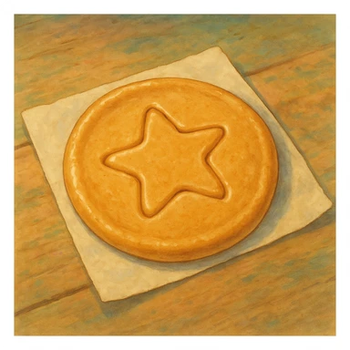 ghibli style dalgona candy with star shape, inspired by Squid Game sticker