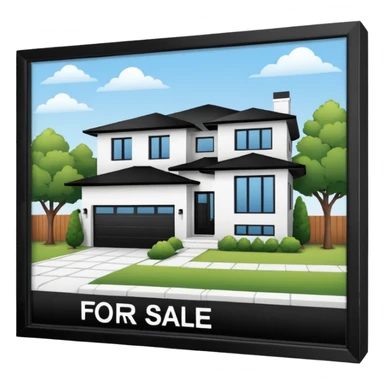 Casa en bienes y raices con el letrero de venta sticker